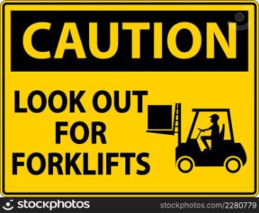 Caution 2-Way Look Out For Forklifts Sign On White Background