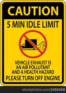 Caution 5 Min Idle Limit Sign On White Background