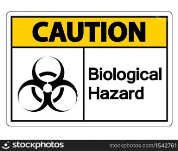 Caution Biological Hazard Symbol Sign on white background,Vector Illustration