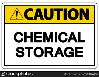 Caution Chemical Storage Sign On White Background