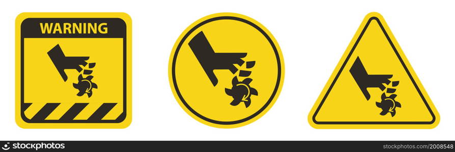 Caution Cutting of Fingers Rotating Blade Symbol Sign On White Background
