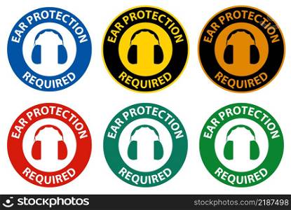 Caution Ear Protection Required Sign on white background