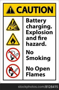 Caution Explosion and Fire Hazard Sign On White Background