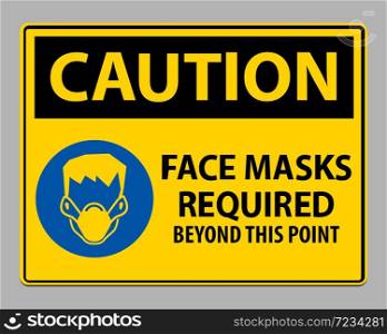Caution Face Masks Required Beyond This Point Sign Isolate On White Background