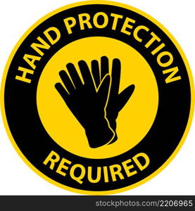 Caution Hand Protection Required Sign on white background