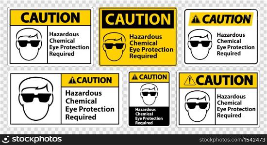 Caution Hazardous Chemical Eye Protection Required Symbol Sign Isolate on transparent Background,Vector Illustration