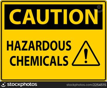Caution Hazardous Chemicals Sign On White Background