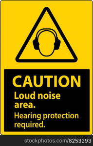 Caution Hearing Protection Required Sign On White Background