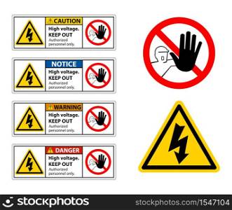 Caution High Voltage Keep Out Sign Isolate On White Background,Vector Illustration