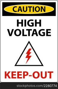 Caution High Voltage Keep Out Sign On White Background