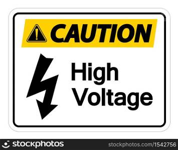 Caution high voltage sign on white background,Vector Illustration