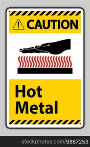 Caution Hot Metal Symbol Sign Isolated On White Background