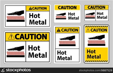 Caution Hot Metal Symbol Sign Isolated On White Background