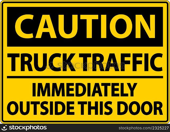 Caution Immediately Outside This Door Sign On White Background
