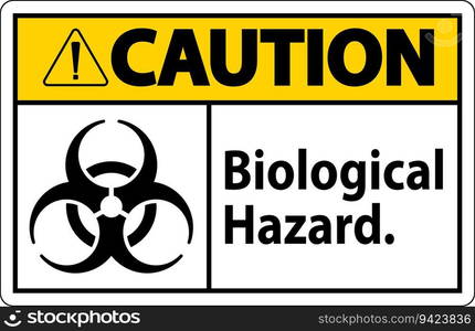 Caution Label Biological Hazard On White Background