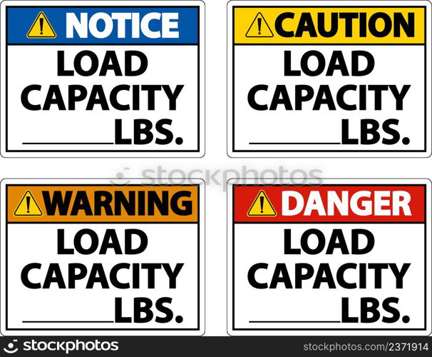 Caution Load Capacity Label Sign On White Background