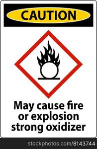 Caution May Cause Fire Or Explosion Sign On White Background