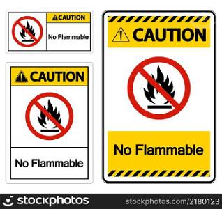 Caution No Flammable Symbol Sign On White Background