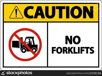 Caution No Forklifts Sign On White Background