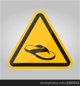 Caution No Open Toed Shoes Sign on white background