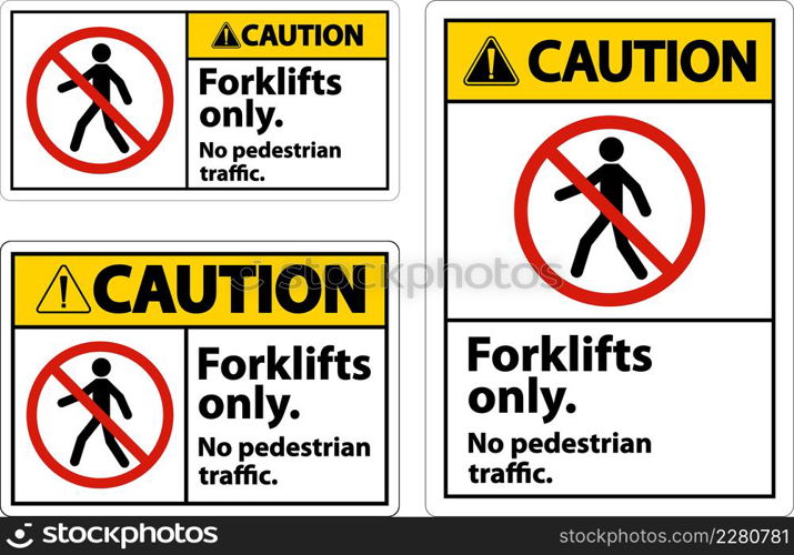 Caution No Pedestrian Traffic Forklifts Only Sign