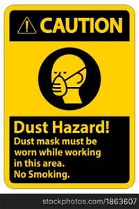 Caution No Smoking Sign Dust Hazard Dust Mask Must Be Worn While Working In This Area