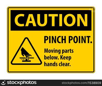 Caution Pinch Point, Moving Parts Below, Keep Hands Clear Symbol Sign Isolate on White Background,Vector Illustration EPS.10