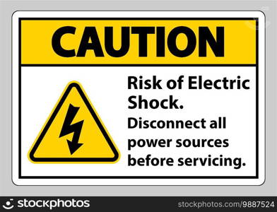 Caution Risk of electric shock Symbol Sign Isolate on White Background