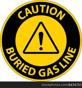 Caution Sign buried gas line On White Background