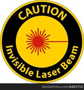 Caution Sign invisible laser beam On White Background