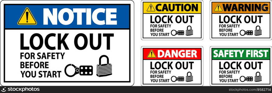 Caution Sign, Lock Out For Safety Before You Start