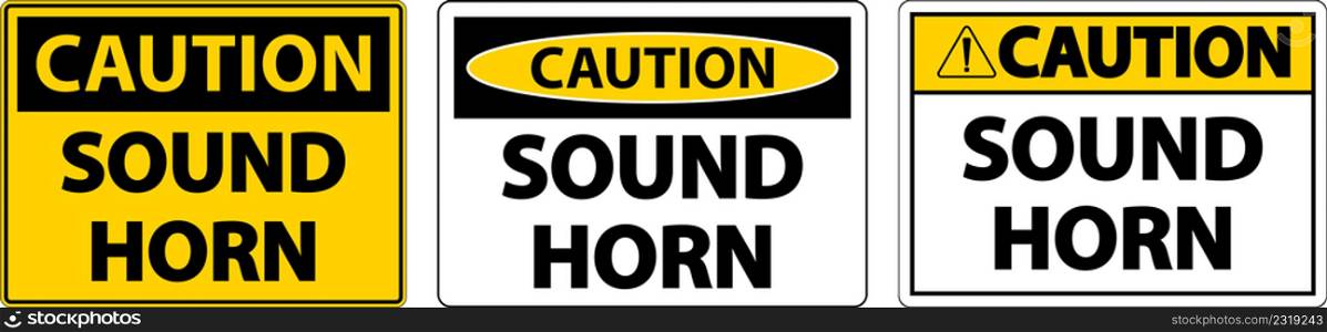 Caution Sound Horn Sign On White Background