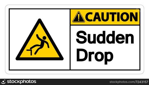 Caution Sudden Drop Symbol Sign On White Background,Vector illustration