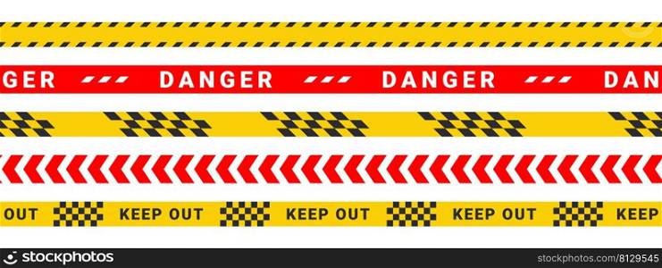 Caution tape set. Police stripe. Security tapes. Do not cross stripes. Vector images