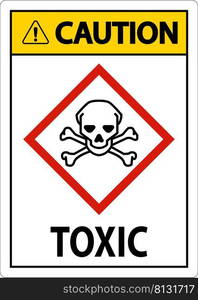 Caution Toxic GHS Sign On White Background