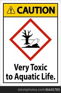 Caution Very Toxic To Aquatic Life Sign On White Background