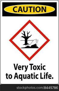 Caution Very Toxic To Aquatic Life Sign On White Background