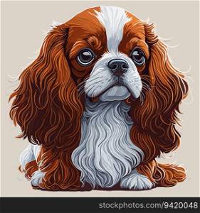Cavalier Delight  Cute and Playful Dog Illustration of a Cavalier King Charles Spaniel