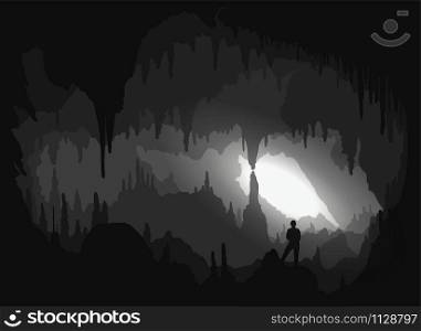Cave. Inside a backlit cavity