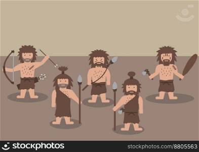 Cavemen warrior flat graphic vector image