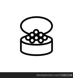 Caviar canned vector icon. Thin line sign. Isolated contour symbol illustration. Caviar canned vector icon. Isolated contour symbol illustration