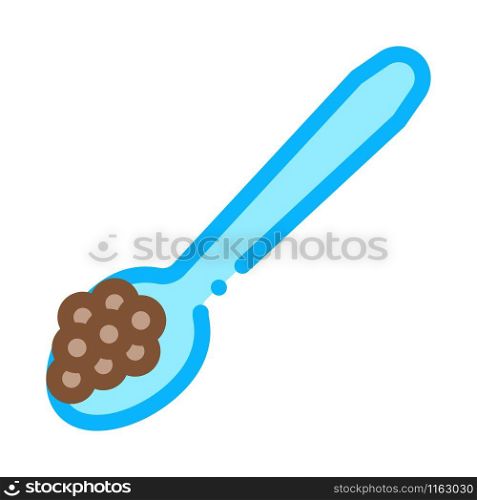 Caviar On Spoon Icon Vector. Outline Caviar On Spoon Sign. Isolated Contour Symbol Illustration. Caviar On Spoon Icon Vector Outline Illustration
