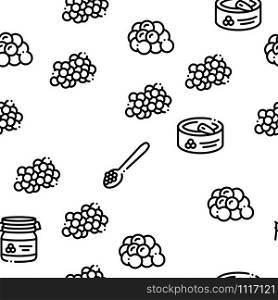 Caviar Seafood Product Seamless Pattern Vector Thin Line. Illustrations. Caviar Seafood Product Seamless Pattern Vector