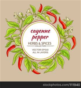 cayenne pepper frame. cayenne pepper vector frame on color background