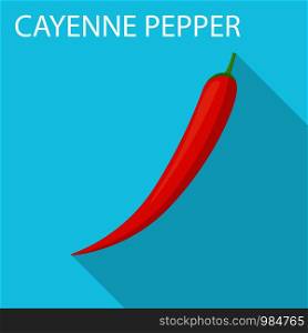 Cayenne pepper icon. Flat illustration of cayenne pepper vector icon for web design. Cayenne pepper icon, flat style