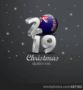 Cayman Islands Flag 2019 Merry Christmas Typography. New Year Abstract Celebration background