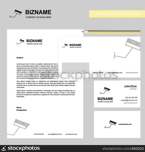 CCTV Business Letterhead, Envelope and visiting Card Design vector template