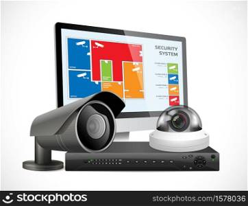 CCTV camera and DVR - digital video recorder - security system concept