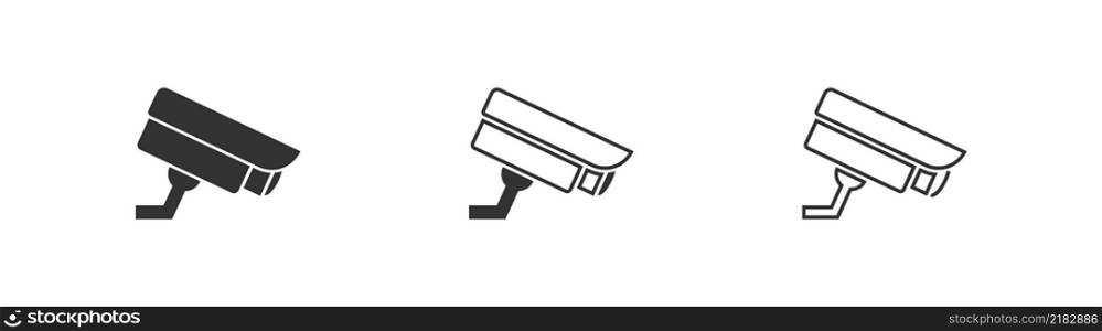 CCTV camera black icon. Video button. Isolated vector illustration