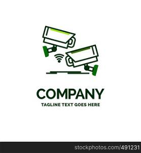 CCTV, Camera, Security, Surveillance, Technology Flat Business Logo template. Creative Green Brand Name Design.